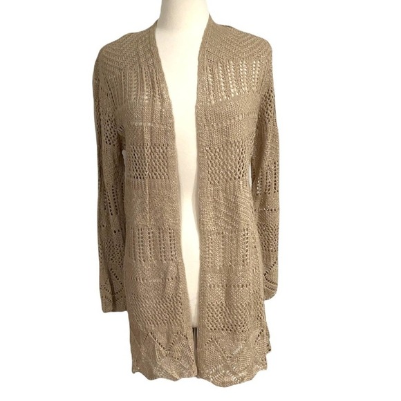 NWOT Stitch Fix AVLN Studio Pointelle Knit Open Front  Cardigan High Low SZ M - Picture 1 of 7